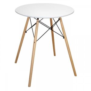 Τραπέζι στρόγγυλο "SNOW" από ξύλο/mdf σε χρώμα λευκό/φυσικό Φ60x75 (1 τεμάχια)