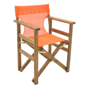 Πολυθρόνα σκηνοθέτη "SUNSET" από ξύλο/ύφασμα σε χρώμα καρυδί/πορτοκαλί 60x51x86 (1 τεμάχια)
