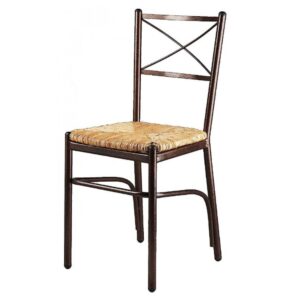 Καρέκλα μεταλλική με φυσική ψάθα σε καφέ χρώμα (1 τεμάχια)