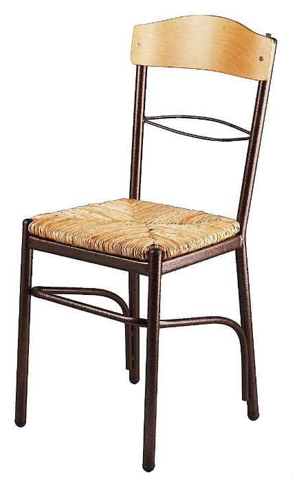Καρέκλα με φυσική ψάθα σε χρώμα καφέ (1 τεμάχια)