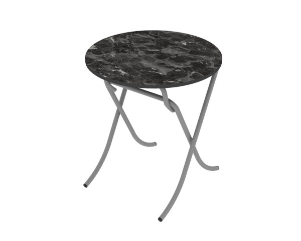 Τραπέζι στρόγγυλο "MOUNTAIN TOP" από mdf/μέταλλο σε χρώμα μαύρο μαρμάρου Φ70x75 (1 τεμάχια)