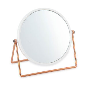 Καθρέφτης μπάνιου "CHIC" από μέταλλο/γυαλί σε χρώμα ροζ χρυσό/λευκό (1 τεμάχια)