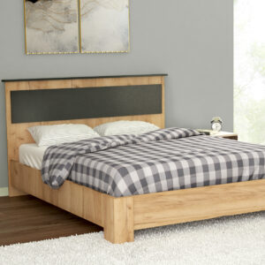 Κρεβάτι "ZORZET" διπλό σε χρώμα μελί/ανθρακί 160x200 (1 τεμάχια)