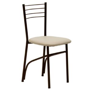Καρέκλα "ΡΙΓΑ" από μέταλλο/τεχνόδερμα σε καφέ/εκρού χρώμα 40x43x80 (1 τεμάχια)
