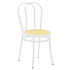 Καρέκλα "WIEN" από μέταλλο/σχοινί σε λευκό/μπεζ χρώμα 40x47x85 (1 τεμάχια)