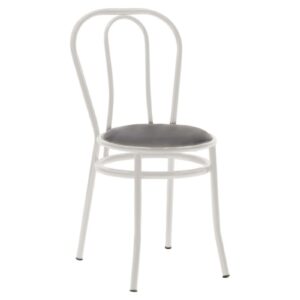 Καρέκλα "WIEN" από μέταλλο/τεχνόδερμα σε εκρού/μαύρο χρώμα 40x47x85 (1 τεμάχια)