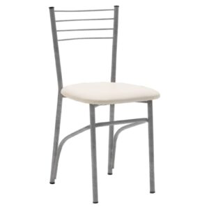 Καρέκλα "ΡΙΓΑ" από μέταλλο/τεχνόδερμα σε γκρι/εκρού χρώμα 40x43x80 (1 τεμάχια)