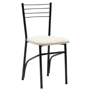 Καρέκλα "ΡΙΓΑ" από μέταλλο/τεχνόδερμα σε μαύρο gloss/εκρού χρώμα 40x43x80 (1 τεμάχια)
