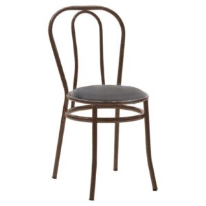 Καρέκλα "WIEN" από μέταλλο/τεχνόδερμα σε καφέ/μαύρο χρώμα 40x47x85 (1 τεμάχια)