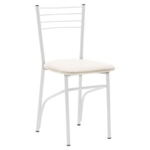 Καρέκλα "ΡΙΓΑ" από μέταλλο/τεχνόδερμα σε λευκό/εκρού χρώμα 40x43x80 (1 τεμάχια)