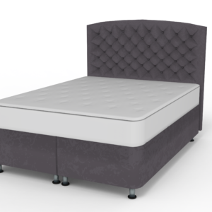 Κρεβάτι με στρώμα "PLATINΙUM" διπλό με αποθηκευτικό χώρο από βελούδο σε γκρι χρώμα 160x200 (1 τεμάχια)
