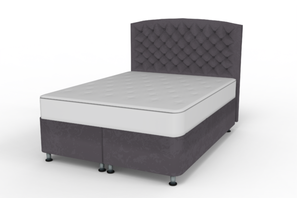 Κρεβάτι με στρώμα "PLATINΙUM" διπλό με αποθηκευτικό χώρο από βελούδο σε γκρι χρώμα 160x200 (1 τεμάχια)