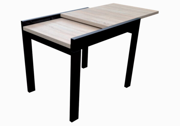 Τραπέζι κουζίνας ξύλινο Kors Sonoma ανοιχτό/ Μαύρο, 89-178/69/76 εκ., Genomax