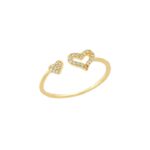 Δαχτυλίδι Senza επιχρυσωμένο ασήμι 925, βεράκι καρδιές με λευκά ζιργκόν