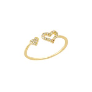 Δαχτυλίδι Senza επιχρυσωμένο ασήμι 925, βεράκι καρδιές με λευκά ζιργκόν