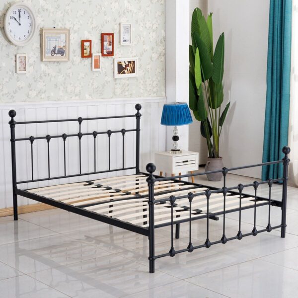 Κρεβάτι ArteLibre IRENE Μεταλλικό Sandy Black 212.5x161x68cm (Στρώμα 150x200cm)