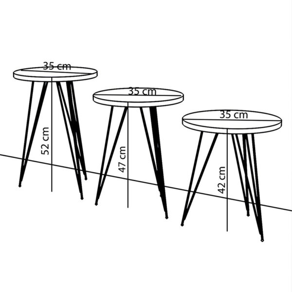 Βοηθητικά τραπέζια σαλονιού Merci pakoworld σετ 3τεμ φυσικό-μαύρο (1 τεμάχια)