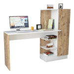 Γραφείο-ραφιέρα Kary pakoworld λευκό-oak 152,5x40x120εκ (1 τεμάχια)