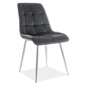 Επενδυμένη καρέκλα ύφασμιμι Chic 50x43x88 χρωμίου/μαύρο βελούδο DIOMMI CHICVCHC
