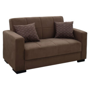 Kαναπές κρεβάτι Vox pakoworld 2θέσιος ύφασμα βελουτέ καφέ 148x77x80εκ (1 τεμάχια)