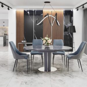 RICARDO extension table, color: top - grey marble, legs - dark grey DIOMMI V-CH-RICARDO-ST