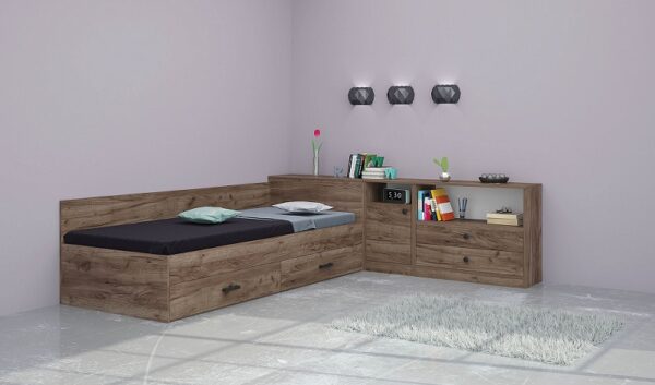 Κρεβάτι με συρτάρια και ντουλάπι Marea 82x190 DIOMMI 33-278