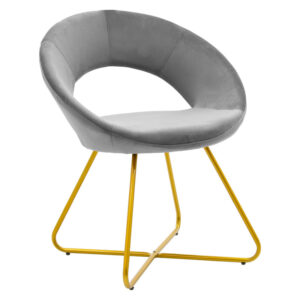 Καρέκλα Valentina pakoworld βελούδο γκρι-χρυσό πόδι (1 τεμάχια)