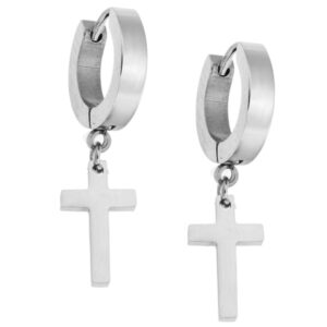 Σκουλαρίκια Γυναικεία SENZA Steel με κρεμαστό σταυρό