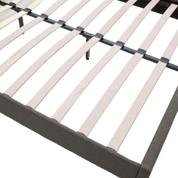 Κρεβάτι Nevil pakoworld διπλό 150x200 με ύφασμα χρώμα ανθρακί (1 τεμάχια)