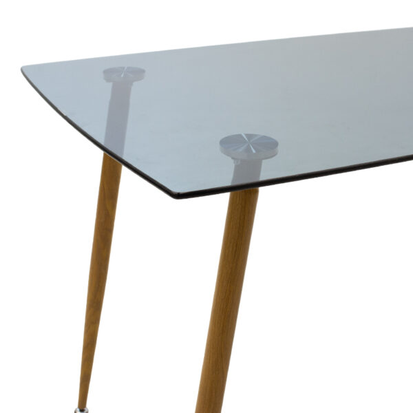 Τραπέζι Chloe pakoworld γυάλινο 8χιλ ανθρακί - πόδι φυσικό 120x70x75εκ (1 τεμάχια)