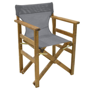Καρέκλα-πολυθρόνα σκηνοθέτη Retto pakoworld μασίφ ξύλο οξιάς καρυδί-πανί γκρι-λευκό (1 τεμάχια)