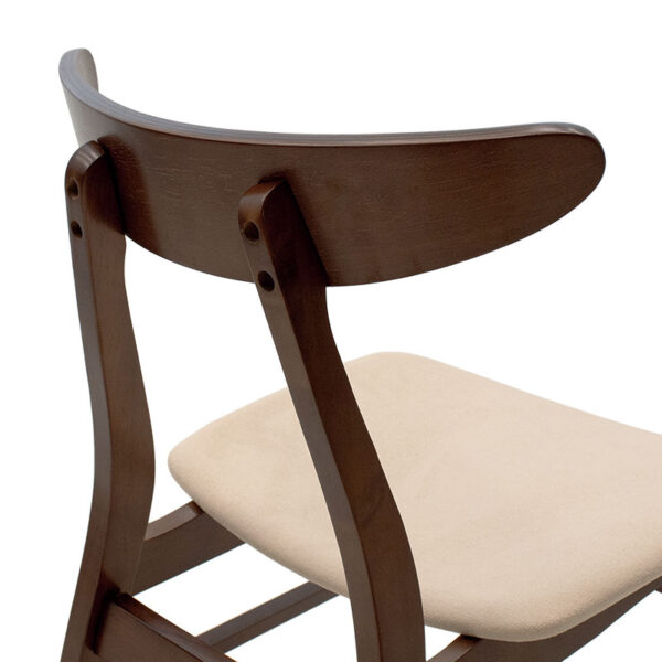 Καρέκλα Orlean pakoworld μπεζ ύφασμα-rubberwood καρυδί πόδι (2 τεμάχια)