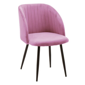 Πολυθρόνα Oasis pakoworld βελούδο ροζ-πόδι μαύρο μέταλλο 54x52x84εκ (2 τεμάχια)