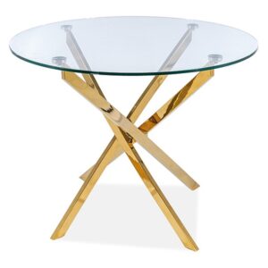Τραπέζι Agis Φ90x75 χρυσή βάση/tempered glass DIOMMI AGISZL90