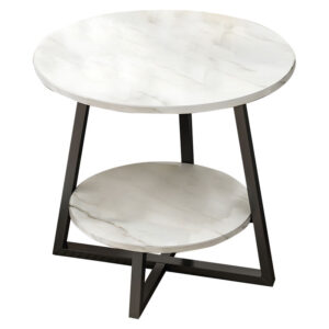 Τραπέζι σαλονιού Rota MDF λευκό μαρμάρου-μαύρο Φ60x60cm (1 τεμάχια)