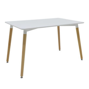 Τραπέζι Natali pakoworld MDF λευκό-πόδια φυσικό 120x80x76εκ (1 τεμάχια)