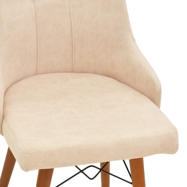Καρέκλα Elif pakoworld εκρού ύφασμα-καρυδί πόδι 46x50x97εκ (1 τεμάχια)