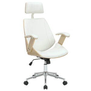Καρέκλα γραφείου διευθυντή Fern pakoworld PU λευκό-ξύλο φυσικό (1 τεμάχια)