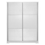 Ντουλάπα ρούχων Chase pakoworld δίφυλλη με συρόμενες πόρτες χρώμα λευκό 152.5x56.5x185εκ (1 τεμάχια)