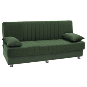 Kαναπές κρεβάτι Romina pakoworld 3θέσιος ύφασμα βελουτέ πράσινο 180x75x80εκ (1 τεμάχια)