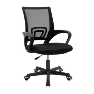 Καρέκλα γραφείου εργασίας Berto I pakoworld ύφασμα mesh μαύρο 56x47x85-95εκ (1 τεμάχια)