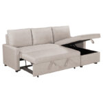 Γωνιακός αναστρέψιμος καναπές κρεβάτι Infuse pakoworld με αποθηκευτικό χώρο μπεζ ύφασμα 203x130x88εκ (1 τεμάχια)