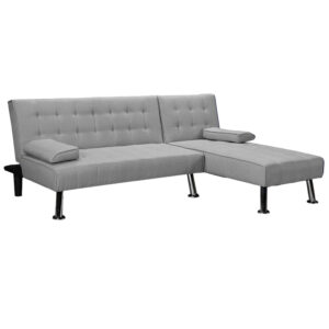 Γωνιακός καναπές-κρεβάτι αριστερή γωνία Brisk pakoworld γκρι ύφασμα 200x146x75εκ (1 τεμάχια)