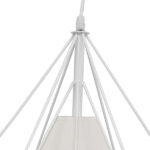 GloboStar® KAIRI 01619 Μοντέρνο Industrial Κρεμαστό Φωτιστικό Οροφής Μονόφωτο 1 x E27 Λευκό με Ύφασμα Μεταλλικό Πλέγμα Φ38 x Υ39cm