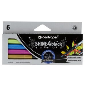 Centropen μαρκαδόροι "Shine 4black" 6 χρώματα 3 τμχ.