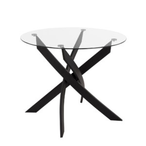 Τραπέζι ArteLibre KATLA Μαύρο/Διάφανο/Χρώμιο Γυαλί/Μέταλλο 90x90x74cm