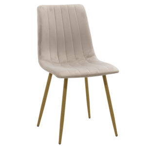 Καρέκλα Noor pakoworld γκρι βελούδο-πόδι φυσικό μέταλλο 44x55x86εκ (1 τεμάχια)