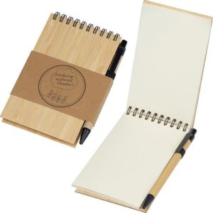 Σημειωματάριο σπιράλ μίνι από μπαμπού με στυλό 10x1.5x15εκ.  τμχ.
