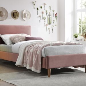 Επενδυμένο κρεβάτι Acoma με βελούδο σε χρώμα ροζ 90х200 DIOMMI ACOMAV90ARD