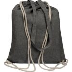 Τσάντα από ανακυκλωμένο βαμβάκι με μακρύ χερούλι και ιμάντες πλάτης μαύρη Υ42x37,5x3εκ.  τμχ.
